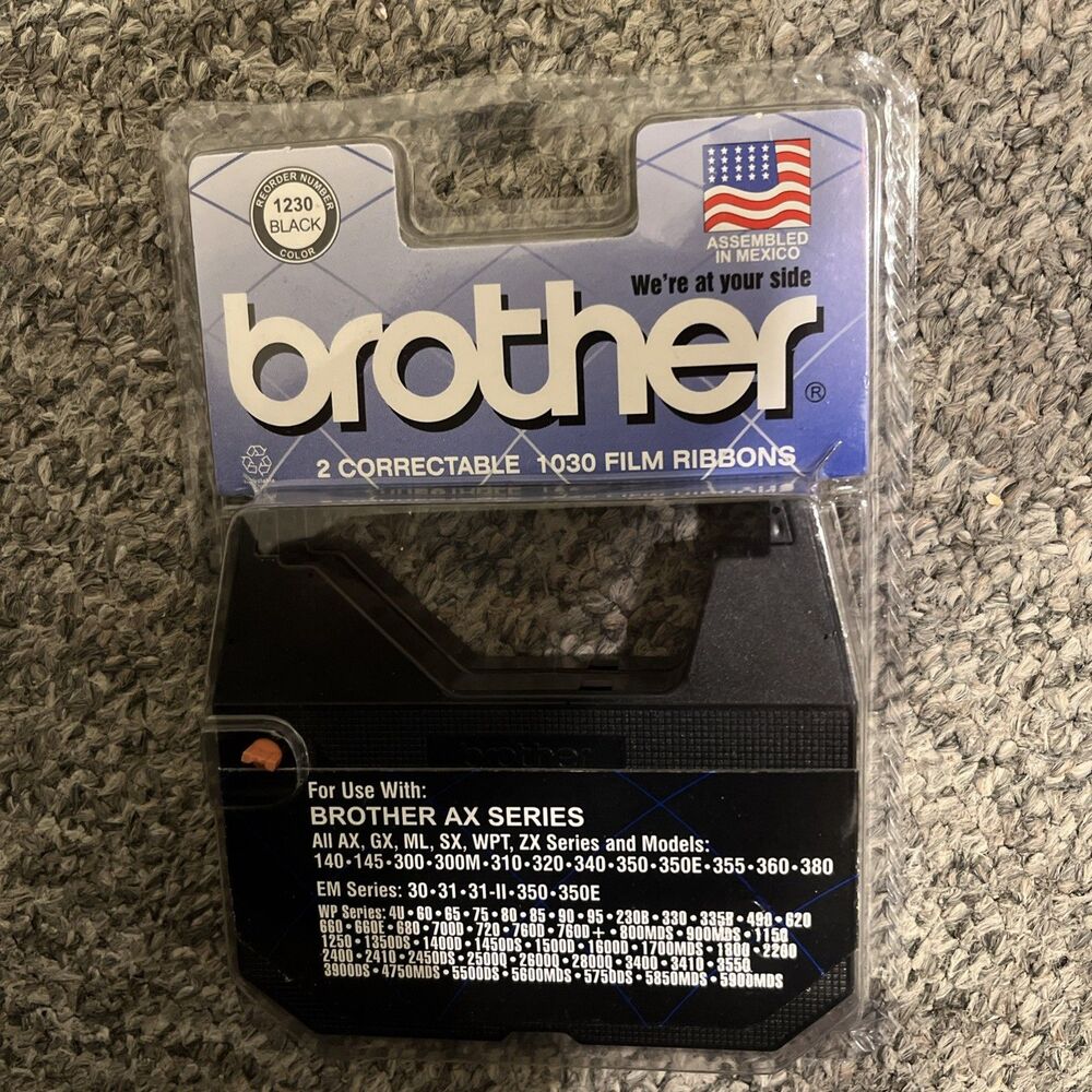 Brother 1230 Black 2 Correctable 1030 Black Film Ribbons OEM Genuine New Sealed